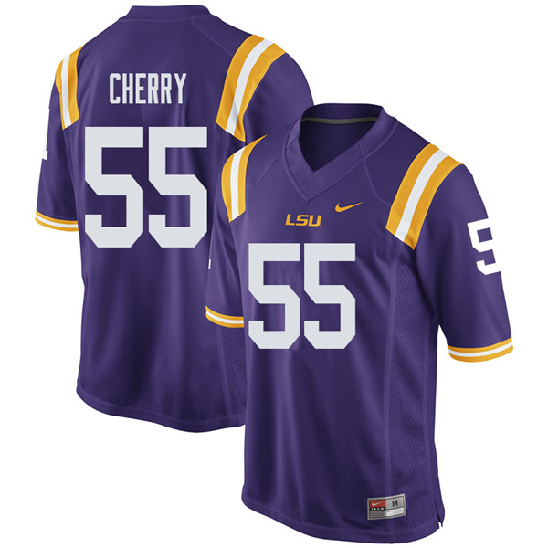 Men #55 Jarell Cherry LSU Tigers College Football Jerseys Sale-Purple